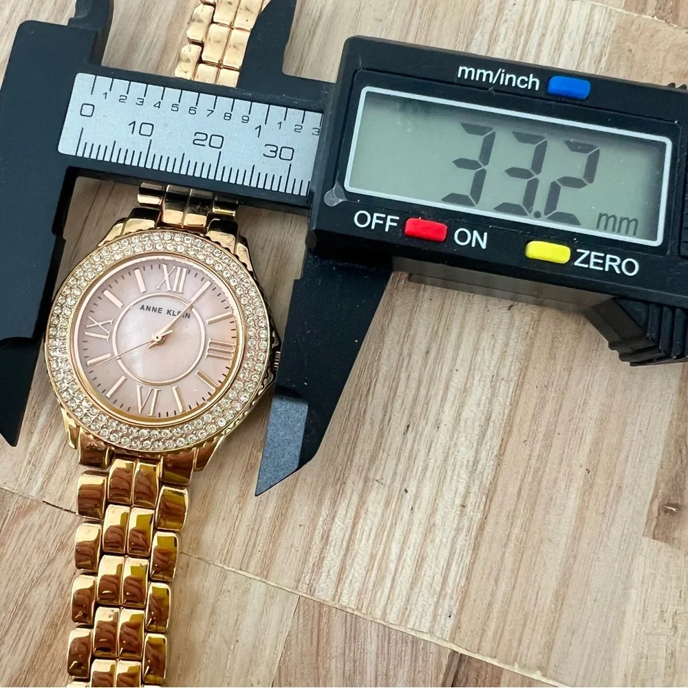 Anne Klein ladies rose gold tone pink mother of pearl dress watch NEW BATTERY